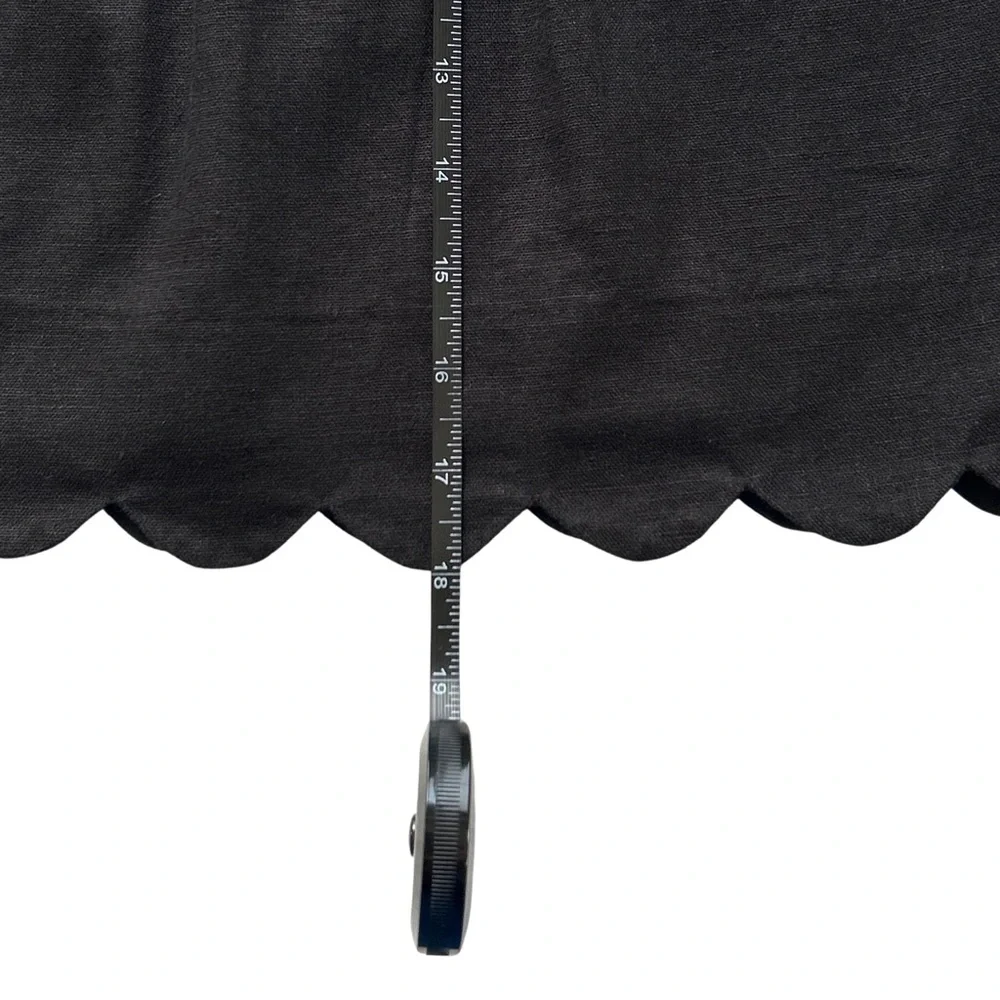 J Crew Linen Cotton Scalloped Hem Mini Skirt with Pockets - 10 - Black